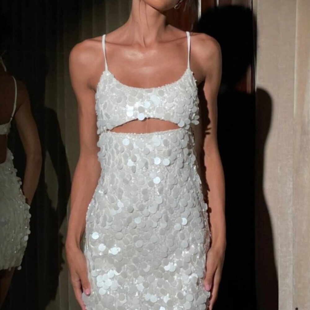 Meshki Xanthe White Sequin Dress
